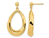 14K Yellow Gold Polished Post Dangle Drop Earrings